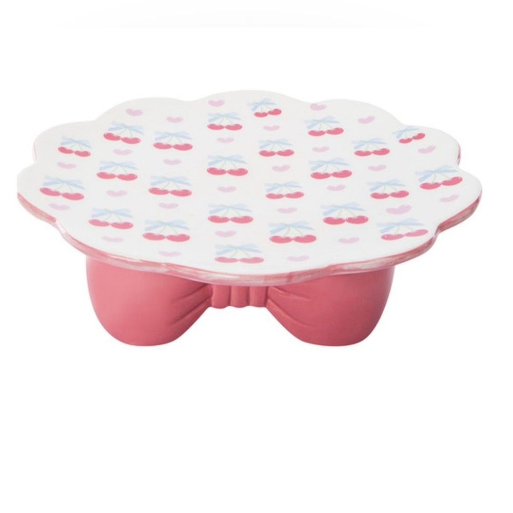 Ceramic Bow & Cherry Cake Stand- 🎀🍒